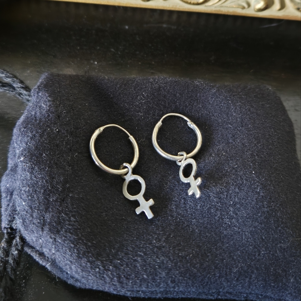 Sterling Silver .925 Venus Symbol Earrings